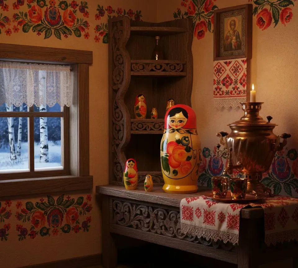 Russische Matroschka Holzpuppen – 5-teilig, handbemalt, traditionelles Design - Bild 1