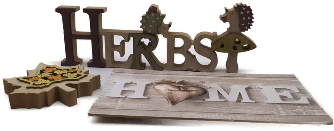 Set 3 Stk. Herbstdeko, Holz – Bild 1