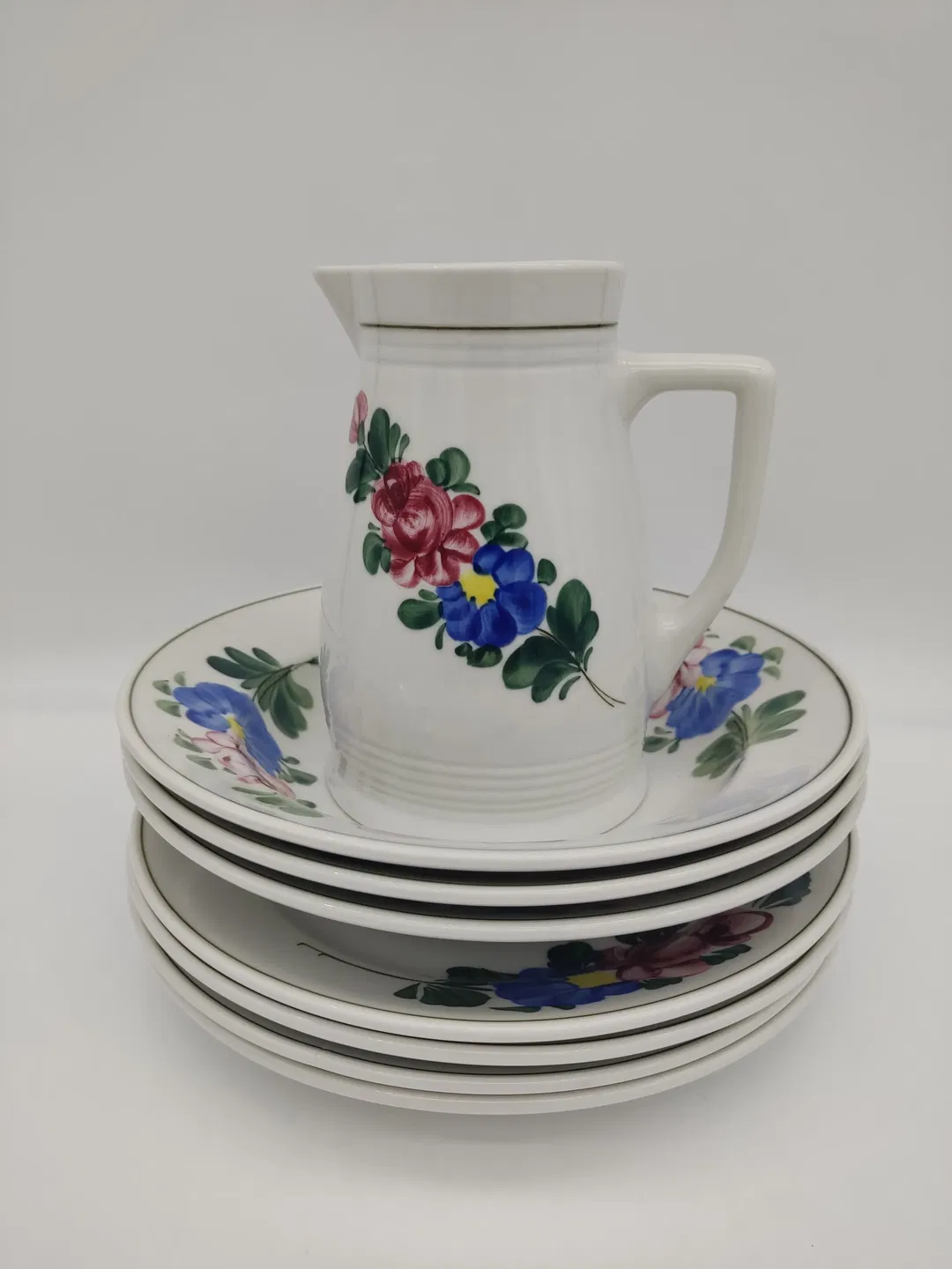 Lilien Porzellan - Kleines Set - Fleisch/Suppenteller & Krug 'Alpenflora', 8 Teile - Bild 4