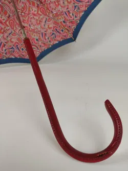 Vintage-Flanierschirm / Sonnenschirm / Damenschirm - rot-rosa-blau bedruckt - Bild 3