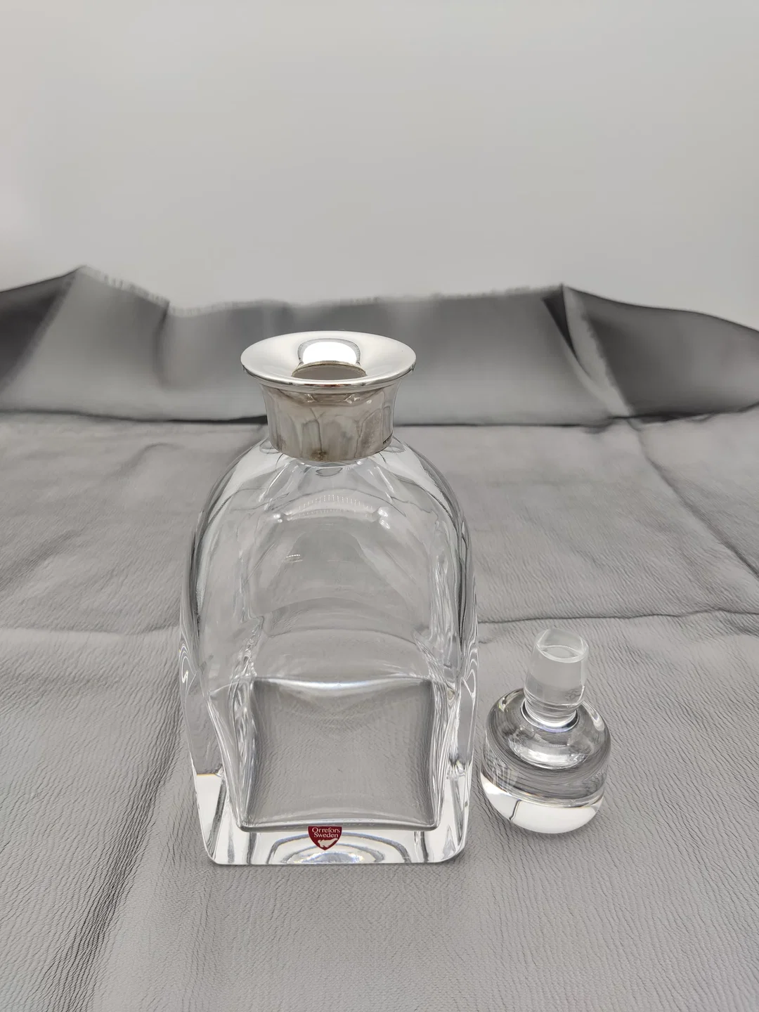 Orrefors Kristallglaskaraffe Whisky Sterlingsilber – Bild 4