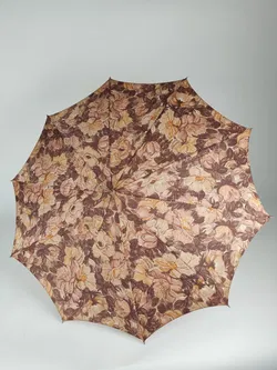 Vintage-Flanierschirm / Sonnenschirm / Damenschirm - beige-orange-braun geblümt - Bild 2
