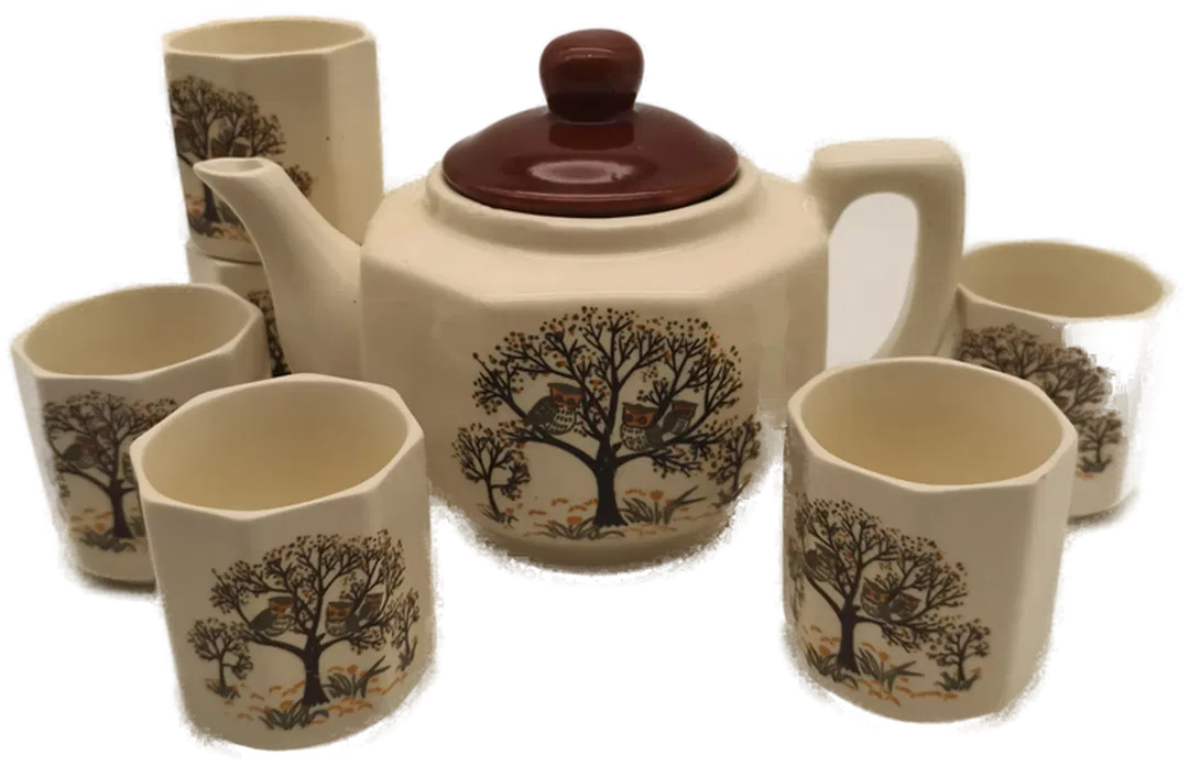 Teekanne mit 6 Bechern, Keramik - Bild 1