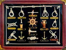 Maritimes Knoten- & Seemannsknoten-Schaukasten | Nautische Wanddeko | Holzrahmen & Messing | Lehrtafel - Bild 1