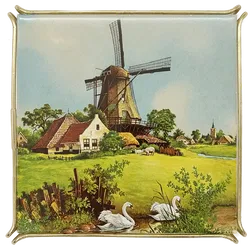 Topfuntersetzer mit Fliese Metallrahmengestell in Messingoptik - Bild 1