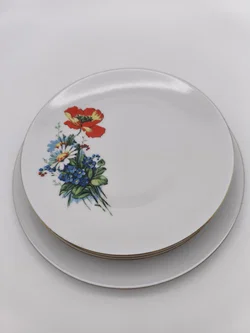 5 tlg. Vintage Porzellan Set "Bareuther Waldsassen", Wildblumen - Mohn - Kornblume  – Vorschau 3