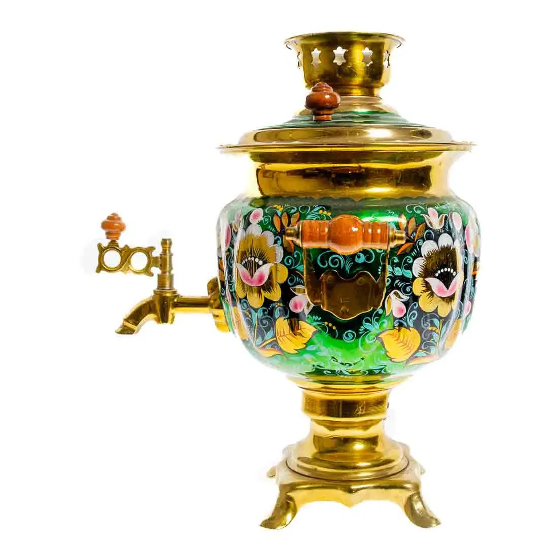 Russischer Samowar Messing handbemalt ca. 33 cm - Bild 1