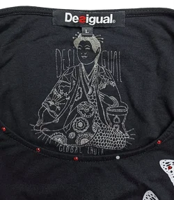 Desigual Damen Midikleid schwarz mit Pailletten gemustert Gr. L - Bild 4