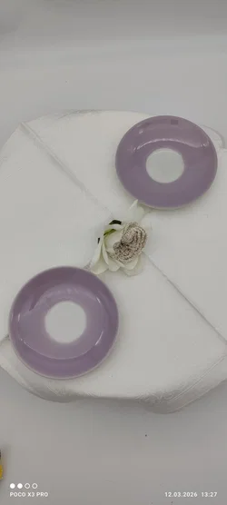 Lilien Porzellan Kaffee-Untersetzer 2er Helllila | Retro-Schatz - Bild 3