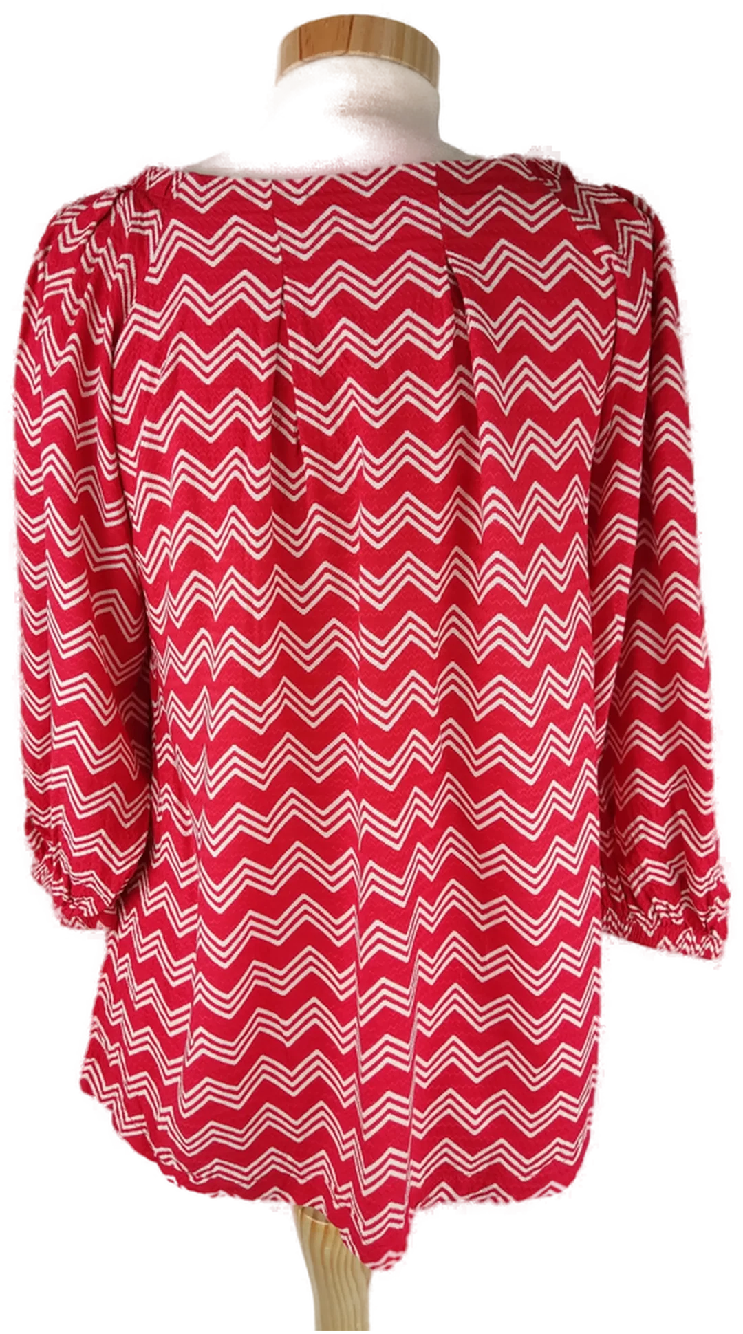 Bluse "s.Oliver", dreiviertelarm mit Rundhalsausschnitt, rot/weiß gemustert, Größe 34 – Bild 3