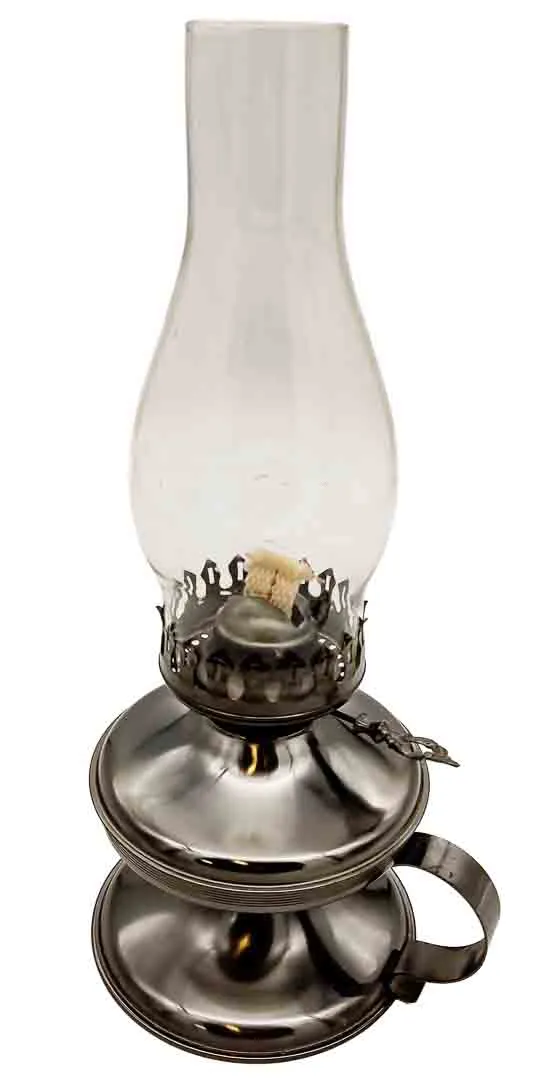 Klassische Petroleumlampe mit klarem Glaszylinder und stabilem Metallkörper. – Bild 2