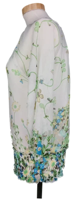 Vero Moda Damen Bluse weiß/grün geblümt - M/38 – Vorschau 3