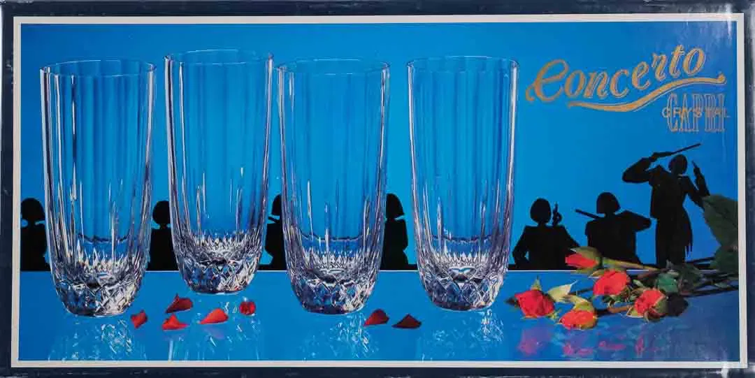 Concerto Capri - 4er-Set Bleikristall-Longdrinkgläser / Wassergläser (Vintage, Made in Italy) - Bild 1