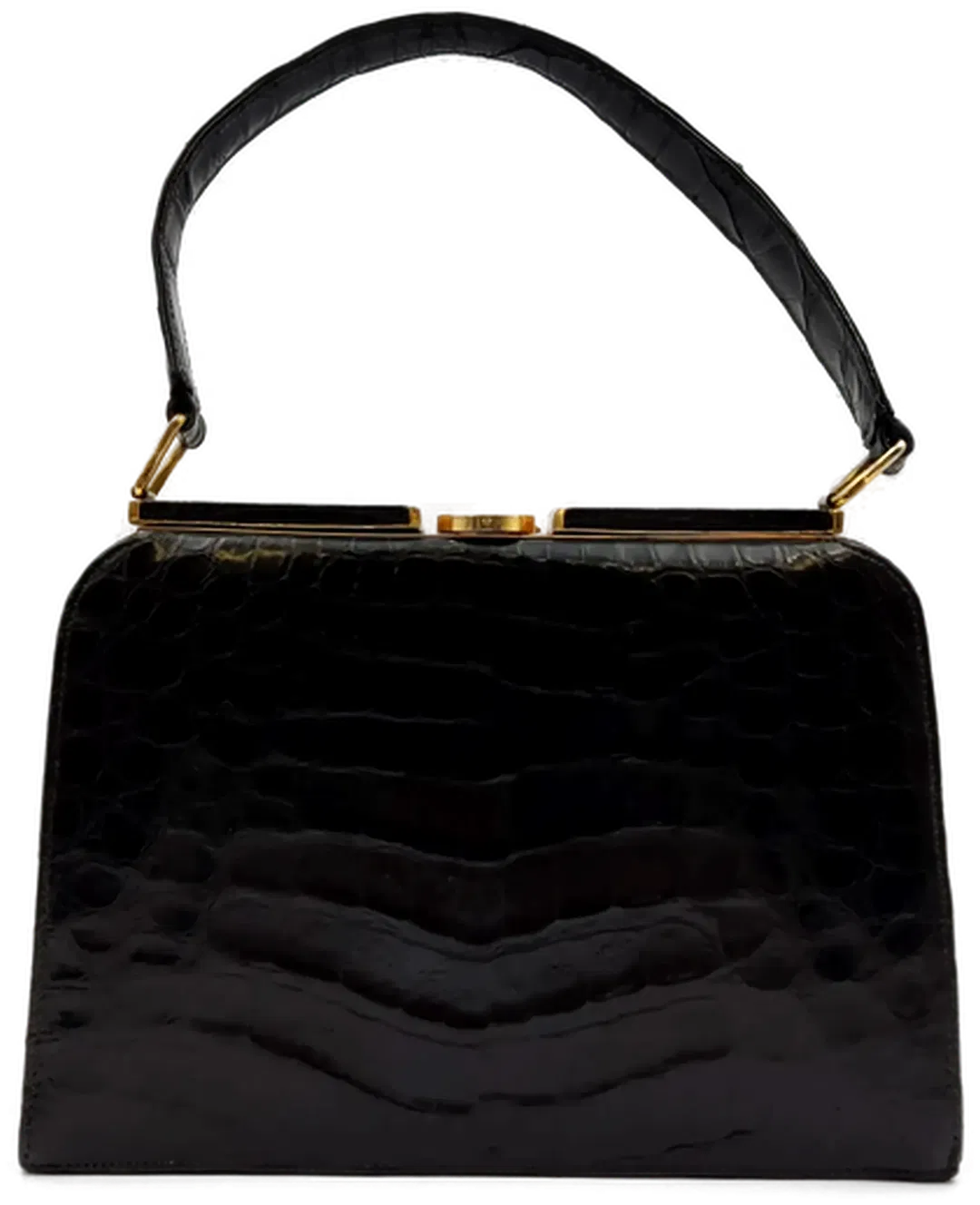 Kaimanleder Damen Vintagetasche schwarz - Bild 1