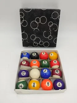 Kleine John West Pool Billardkugeln / 16 Stück im Originalkarton / Durchmesser 3,8 cm - Bild 2
