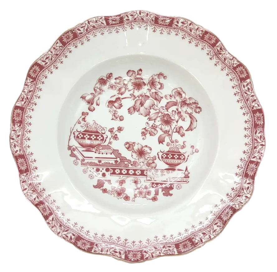 Seltmann Weiden Theresia 6 Stück Suppenteller rot/weiß mit Goldrand  - Bild 4