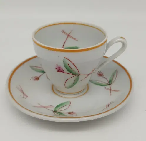 Handbemaltes Mokkatassenset aus Porzellan – A G Ilmenau mit Charakter - Bild 1