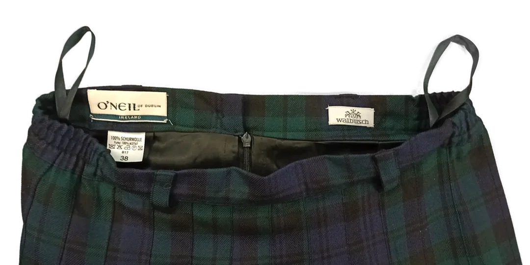 O'Neill of Dublin Damen Midi Karorock grün/schwarz aus Wolle Gr. 38 – Bild 3