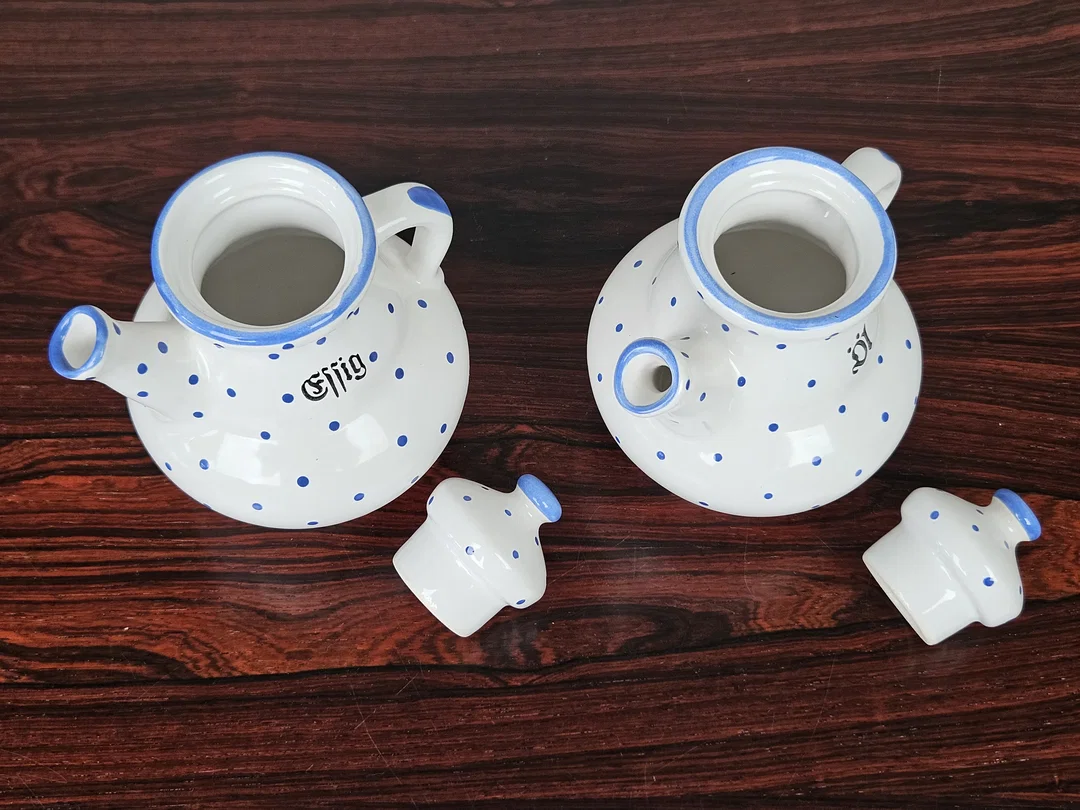 Gmundner Keramik Essig/Öl-Set - blau getupft – Bild 3