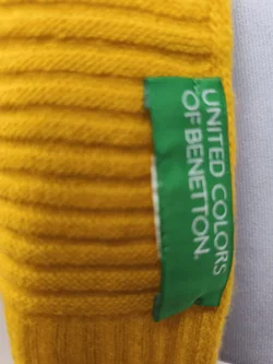 Benetton, Set Haube und Schal, ockergelb, Wolle – Vorschau 3
