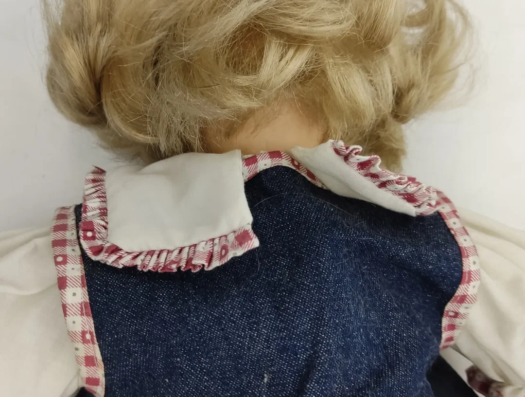 Vintage Porzellanpuppe mit Stoffkörper ca 52cm – Bild 8