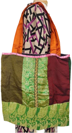 Patchwork Tote Bag Seide, Brokat | Thai-Boho-Schatz - Bild 1