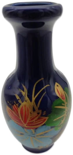 Kleine Kobalt-Keramikvase mit Blumenmotiv | Vintage-Schatz – Vorschau 2