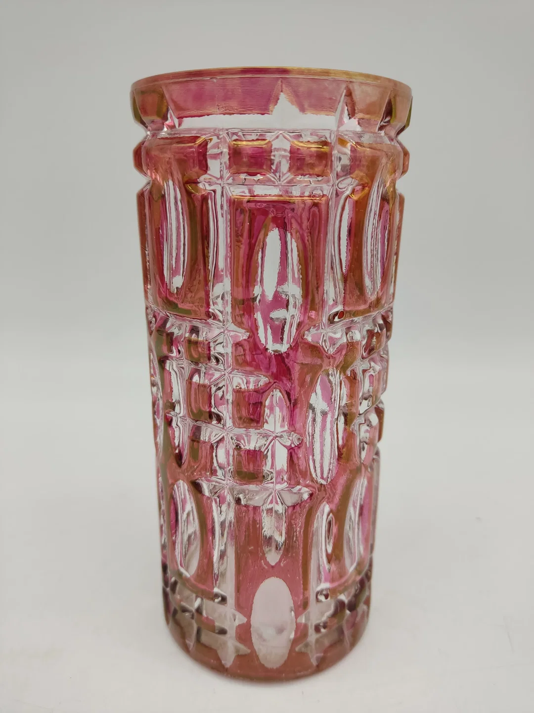 Blumenvase aus gepresstem Glas mit Struktur - Rosa – Bild 3