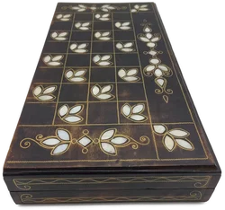 Backgammon Sonstige Messing/Perlmutt (1 Stein fehlt) | Vintage-Charme