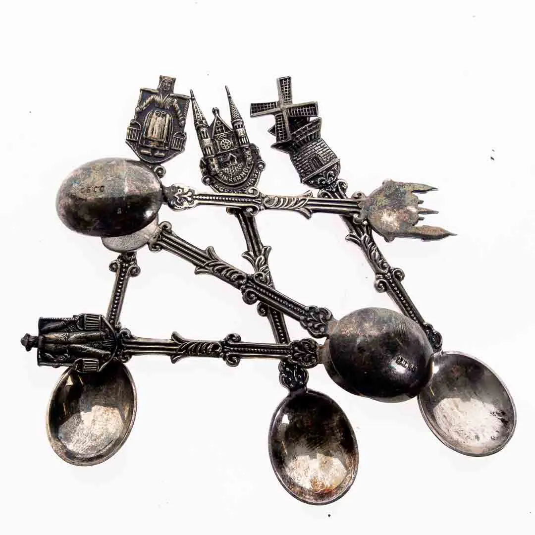 Holländisches Vintage Souvenirlöffel-Set versilbert (6 Stück), ca. 9cm – Bild 3