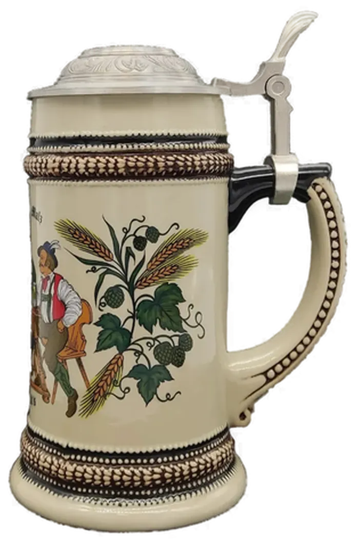 Kunst und Handelshaus Sachsen Retro Bierkrug mit Zinndeckel - 18cm Höhe - Bild 1