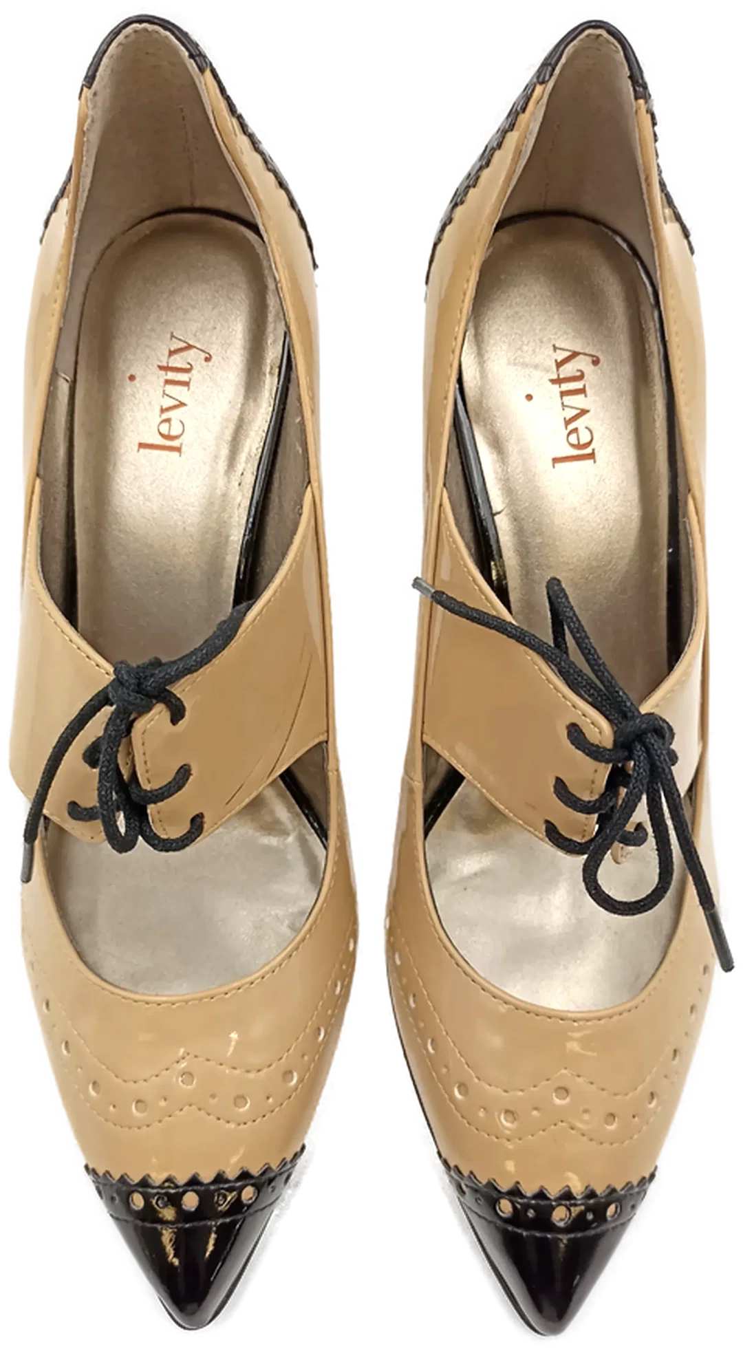 Levity Schnürpumps Mary Jane Stil in beige/schwarz Gr. 39 – Bild 3