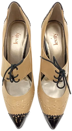 Levity Schnürpumps Mary Jane Stil in beige/schwarz Gr. 39 - Bild 3