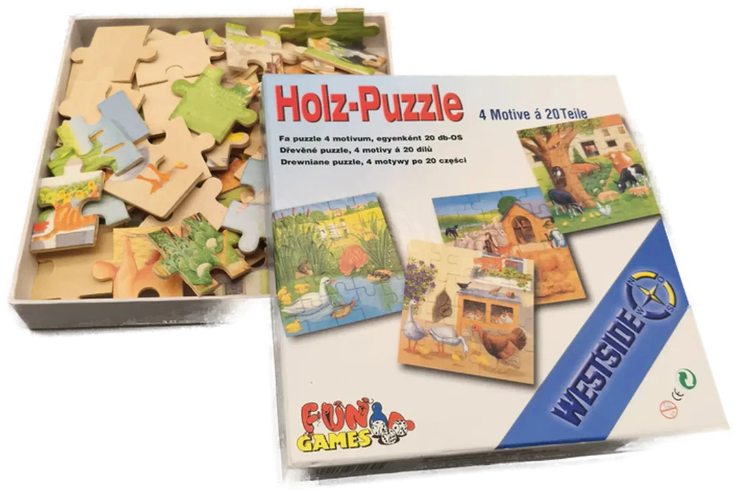 Holzpuzzle, Puzzle Kinder, 4 Motive  - Bild 1