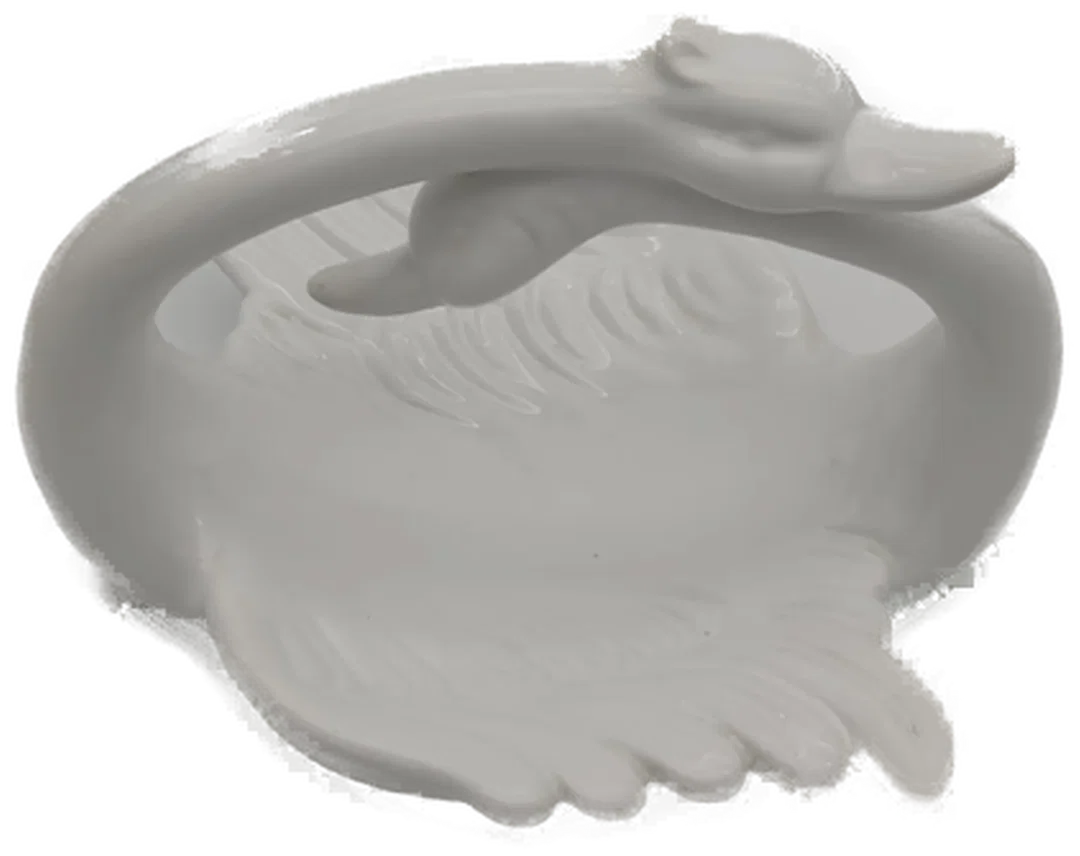 Porzellan-Schwanschale in weiß, B 22 cm, H 17 cm – Bild 3