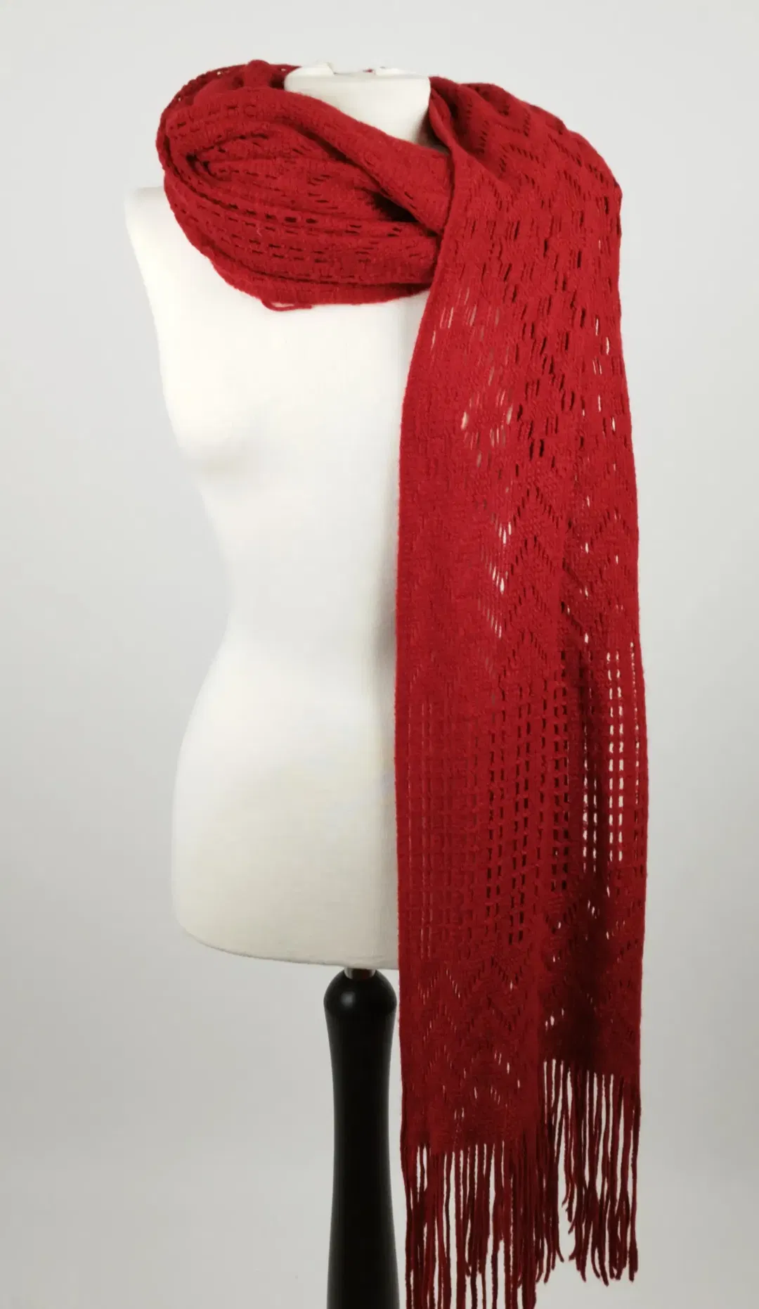 Gehäkelter, roter Schal - ca. 180cm / flauschig - Bild 4