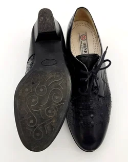 Ornig Damenschuhe aus Leder mit kleinem Absatz schwarz - Gr. UK 7, EUR 40 - Bild 5