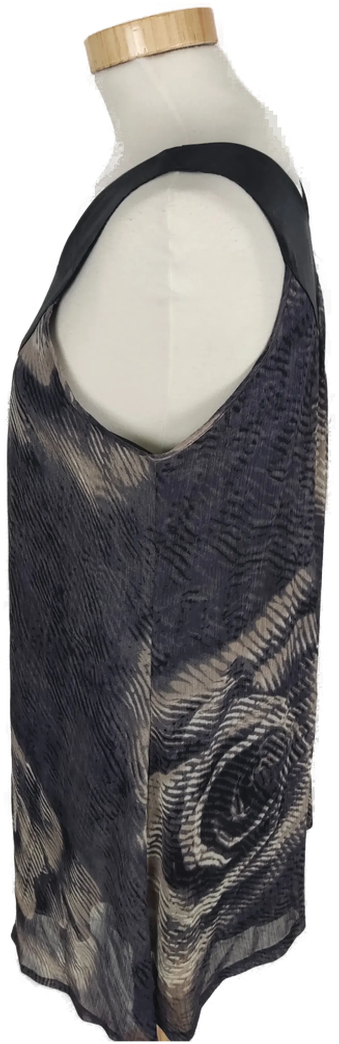 Kleid/ long Top, "okay", ärmellos mit Rundhalsausschnitt, schwarz/braun gemustert, Größe 38 – Bild 2