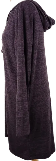 Pullover "Shift Dress Yessica", langarm mit V-Auschnitt und Kapuze, violett/schwarz meliert, Größe M – Bild 2