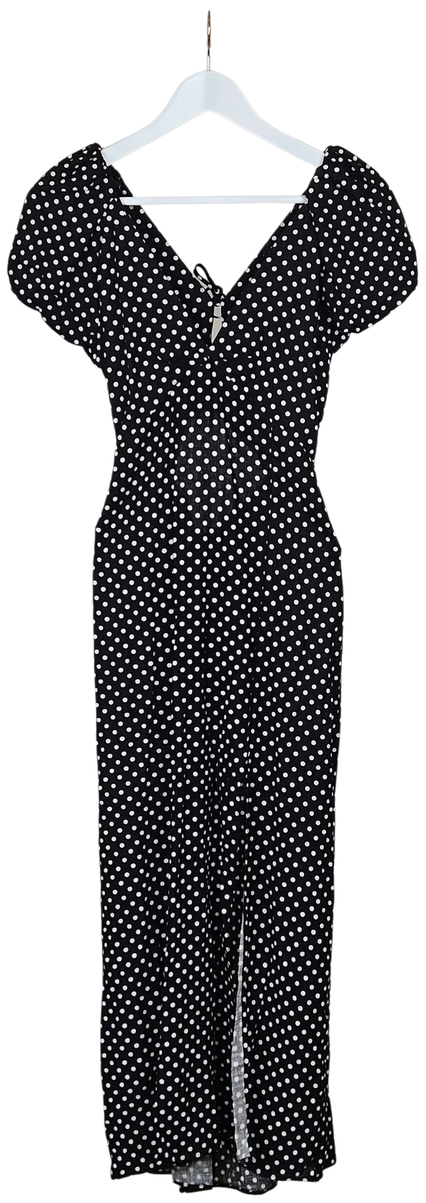 ZARA Damen Maxikleid mit Polka Dots, schwarz/weiß - Gr. S - Bild 1