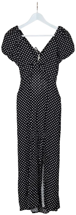 ZARA Damen Maxikleid mit Polka Dots, schwarz/weiß - Gr. S
