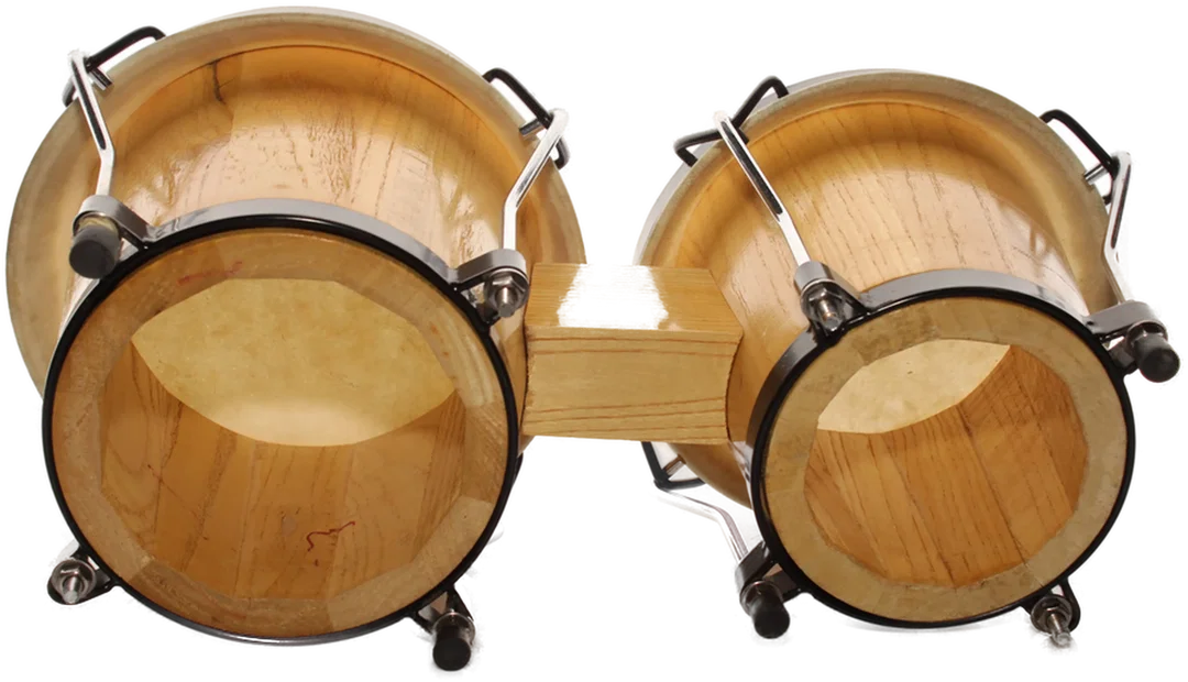 Klassische Holz-Bongos mit Naturfell – Doppelbongo-Set – Bild 3