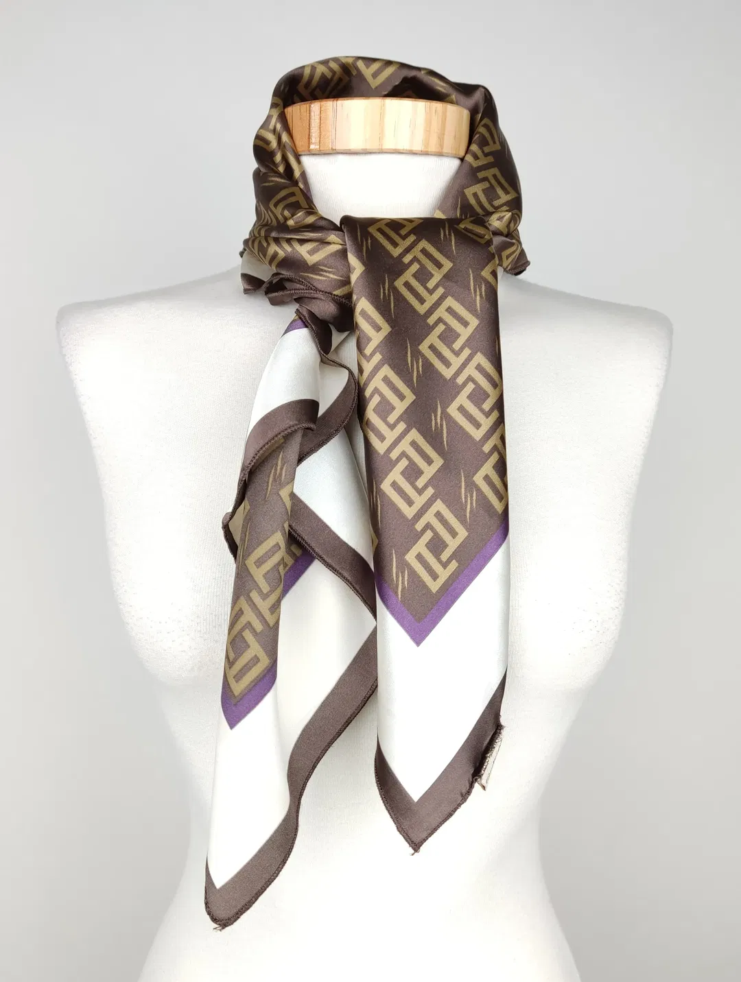 Damen Seidentuch - braun/weiß - Bild 1