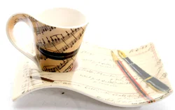 Villeroy & Boch Espresso-/Mokkatasse mit Untertasse – Musik & Noten Design – Porzellan - Bild 2