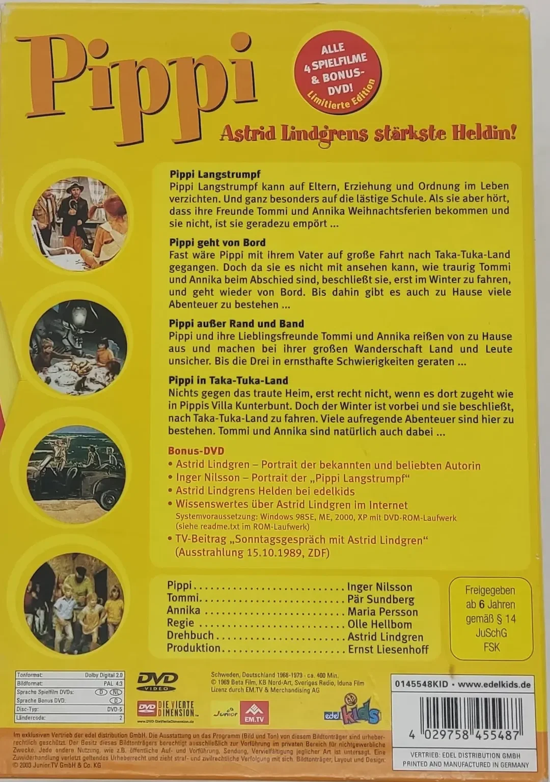 DVD 5 Disc´s  Alle 4 Spielfilme Pippi Langstrumpf + Bonus DVD "Astrid Lindgren" – Bild 3