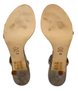 Damen Ziegenvelourleder Sandalen Grau Gr. 38 - Bild 5