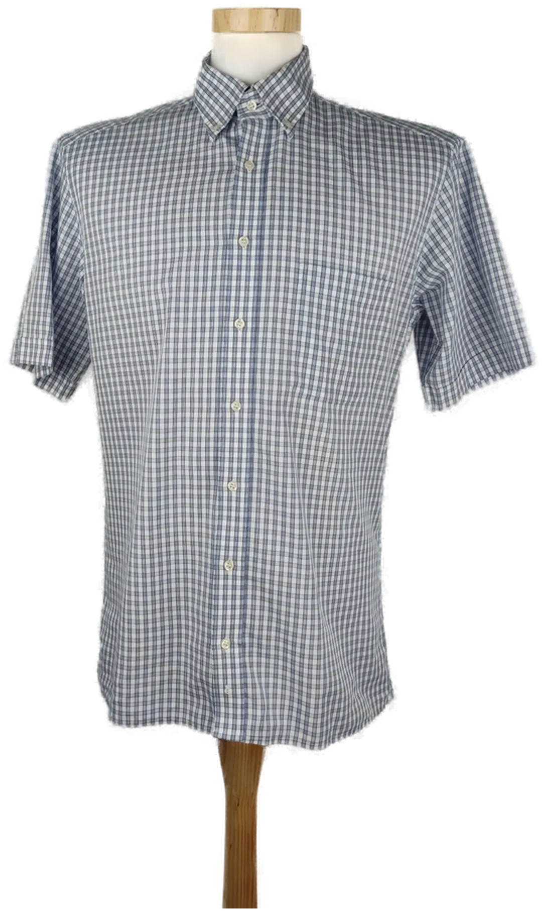Eterna Herrenhemd kurzarm blau- weiß kariert- 40 - Bild 4
