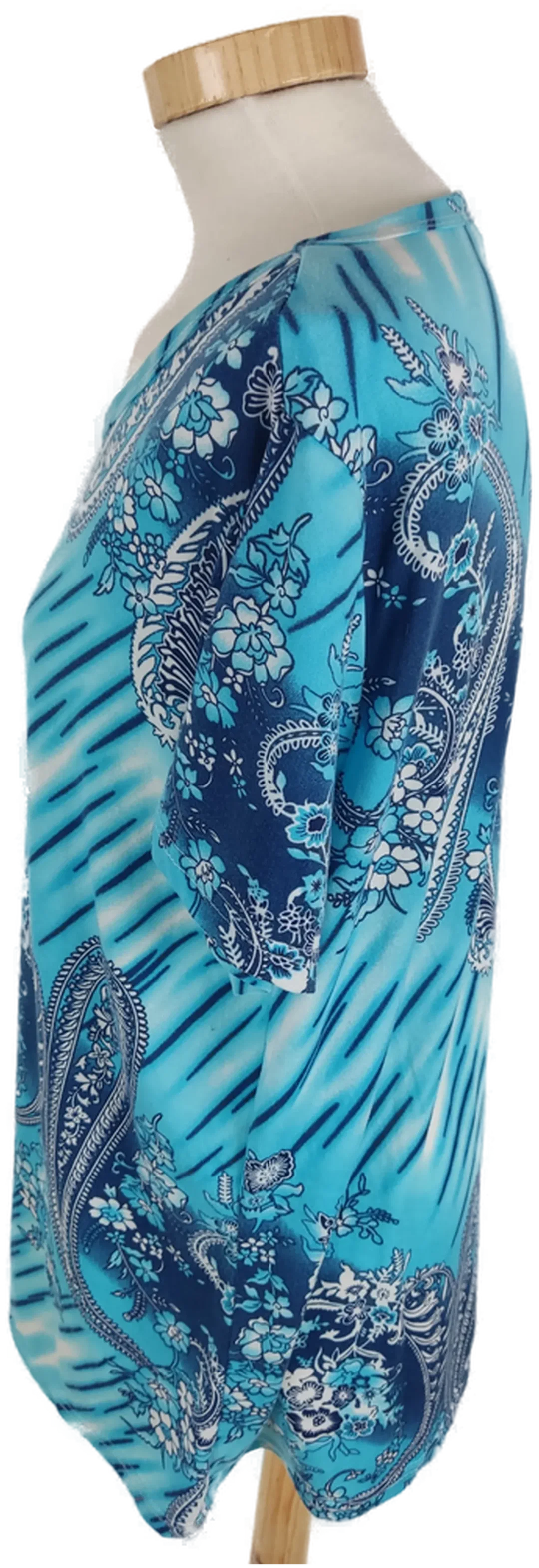 T-Shirt "Tovta", kurzarm mit Rundhalsausschnitt, blau/türkis gemustert, Größe XL – Bild 3