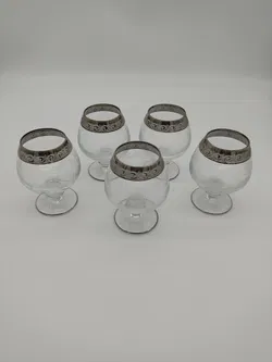 Murano Medici Cognac Gläser mit Platinrand 5 Stück - Bild 2