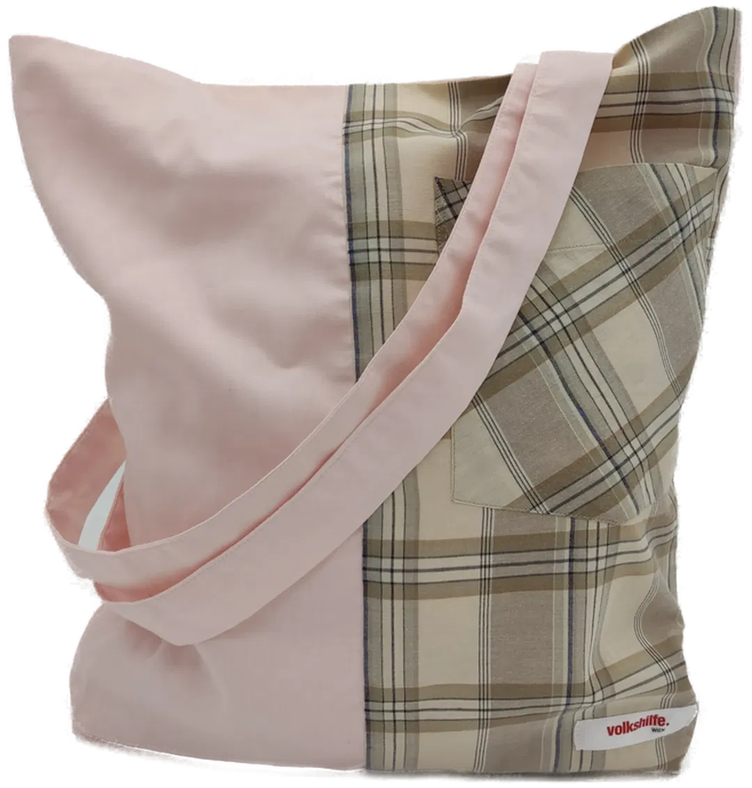 Tragtasche Stoff mehrfarbig + Henkel - Bild 1